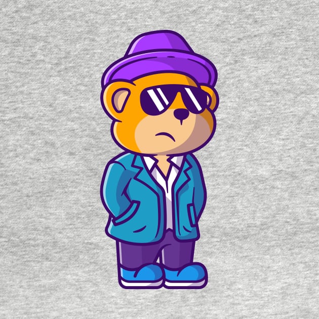 Cute Detective Bear Cartoon Vector Icon Illustration by Catalyst Labs